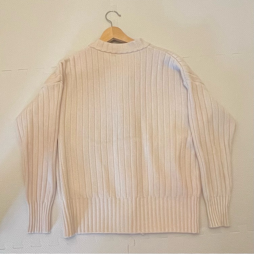 Varley Pensdale Relaxed Knit Jacket Egret Blush Ivory Ribbed Cardigan L - Picture 3 of 15